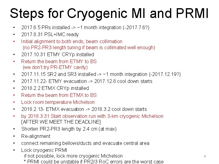 Steps for Cryogenic MI and PRMI • • • • 2017. 6. 5 PRs