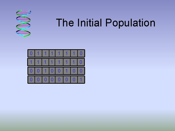 The Initial Population 0 1 1 1 1 0 0 0 0 0 1