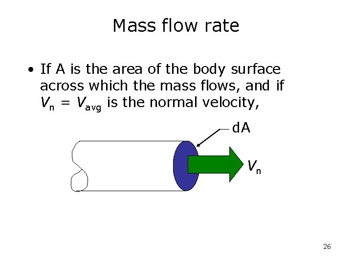 Mass flow rate • If A is the area of the body surface across