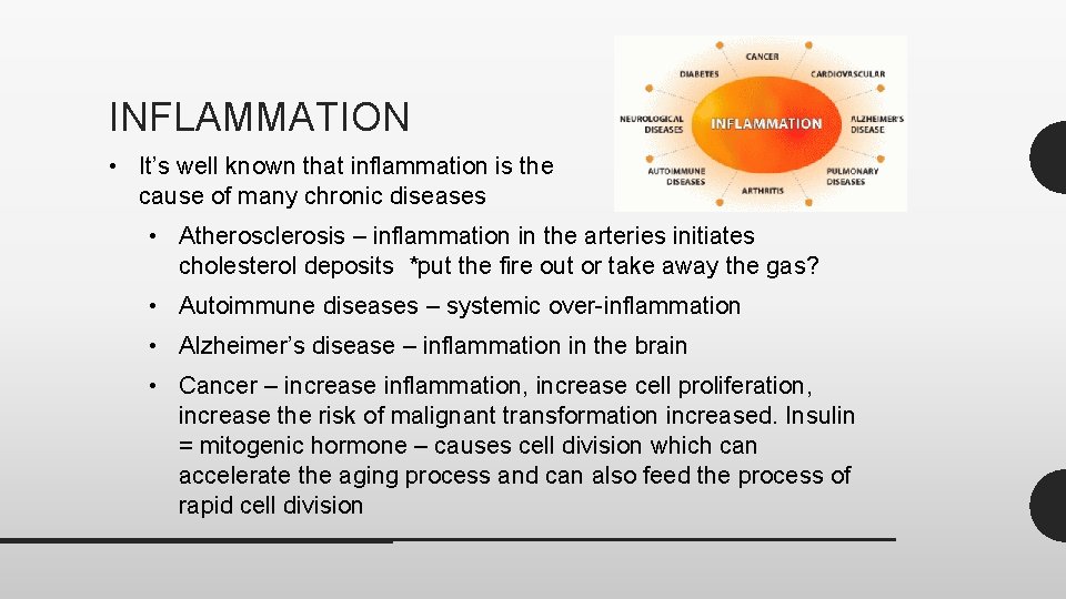 INFLAMMATION • It’s well known that inflammation is the cause of many chronic diseases