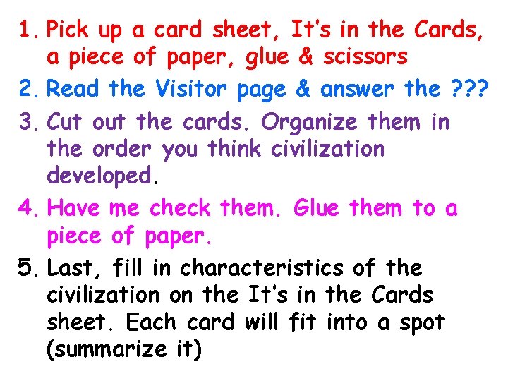 1. Pick up a card sheet, It’s in the Cards, a piece of paper,