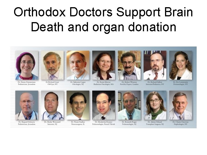 Orthodox Doctors Support Brain Death and organ donation 