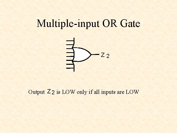 Multiple-input OR Gate Z 2 Output Z 2 is LOW only if all inputs