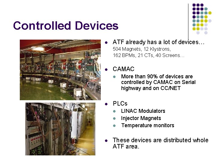 Controlled Devices l ATF already has a lot of devices… 504 Magnets, 12 Klystrons,
