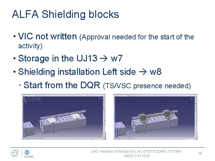 ALFA Shielding blocks • VIC not written (Approval needed for the start of the