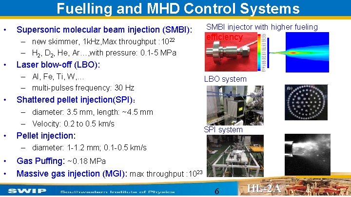 Fuelling and MHD Control Systems • Supersonic molecular beam injection (SMBI): – new skimmer,