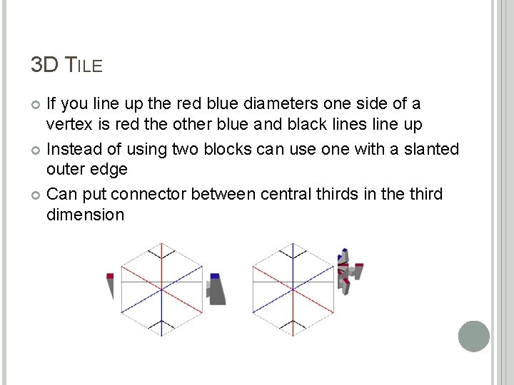 3 D TILE If you line up the red blue diameters one side of