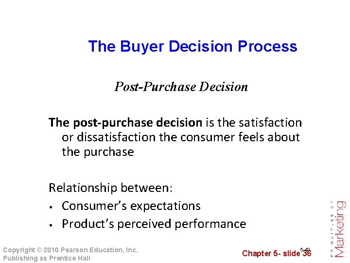 The Buyer Decision Process Post-Purchase Decision The post-purchase decision is the satisfaction or dissatisfaction