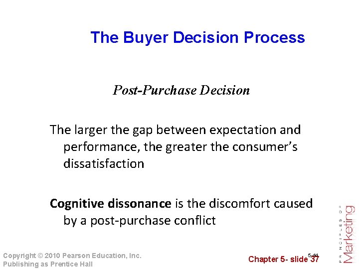 The Buyer Decision Process Post-Purchase Decision The larger the gap between expectation and performance,