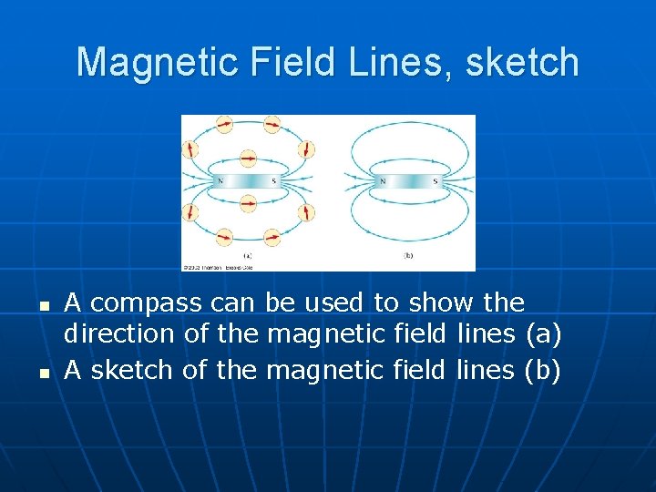 Magnetic Field Lines, sketch n n A compass can be used to show the