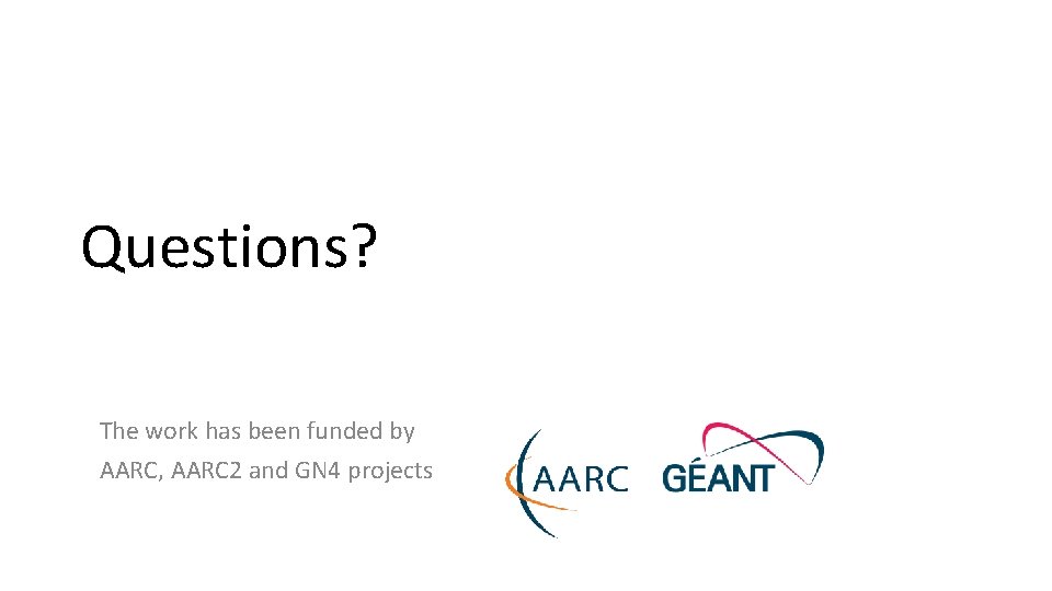 Questions? The work has been funded by AARC, AARC 2 and GN 4 projects