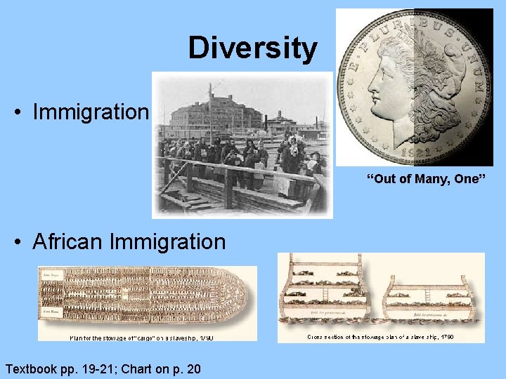 Diversity • Immigration “Out of Many, One” • African Immigration Textbook pp. 19 -21; Diversity • Immigration “Out of Many, One” • African Immigration Textbook pp. 19 -21;