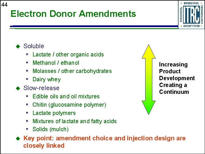 44 Electron Donor Amendments u Soluble • • u Slow-release • • • u