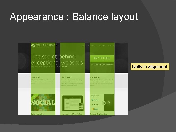 Appearance : Balance layout Unity in alignment 