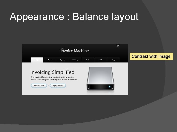 Appearance : Balance layout Contrast with image 