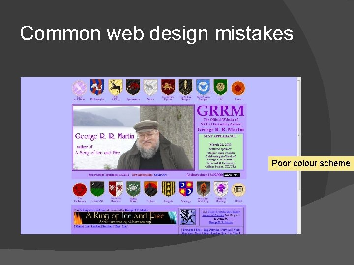 Common web design mistakes Poor colour scheme 