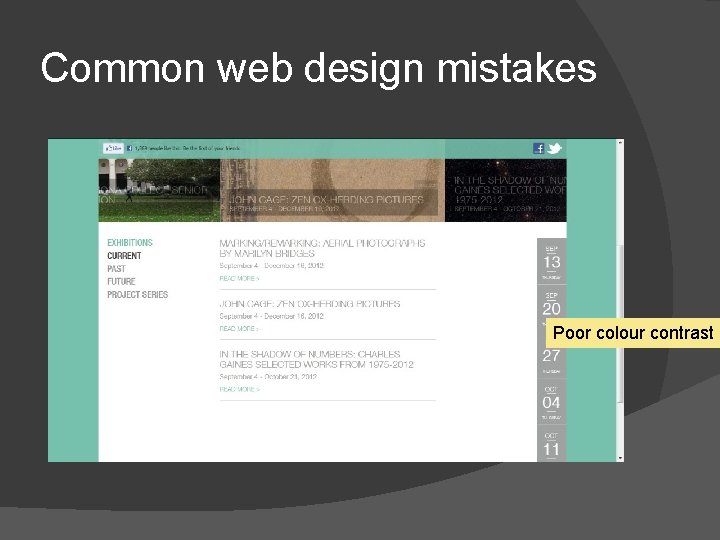 Common web design mistakes Poor colour contrast 