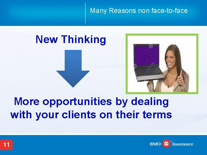 Many Reasons non face-to-face New Thinking More opportunities by dealing with your clients on