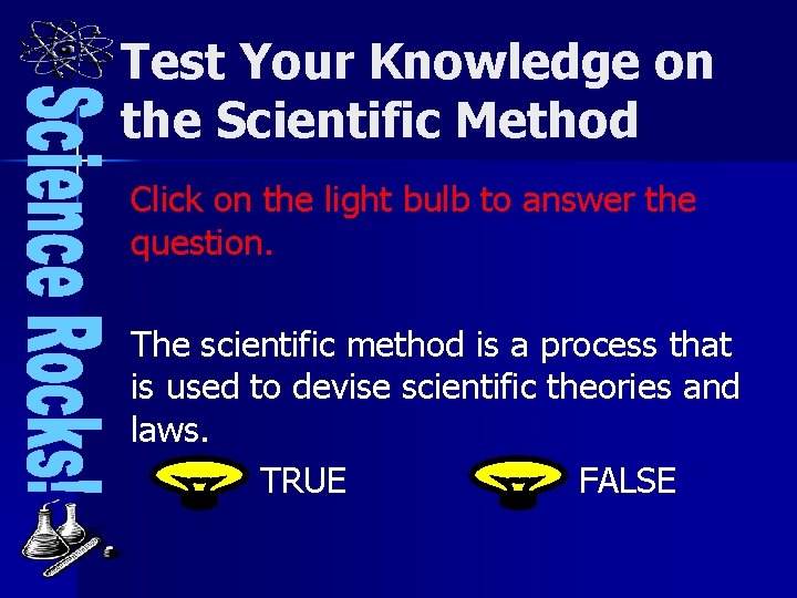 Test Your Knowledge on the Scientific Method Click on the light bulb to answer