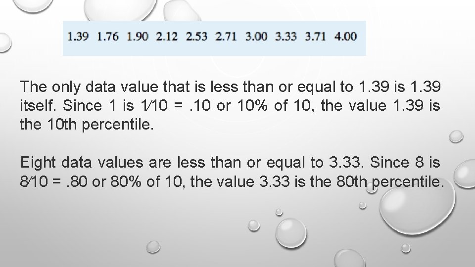 The only data value that is less than or equal to 1. 39 is