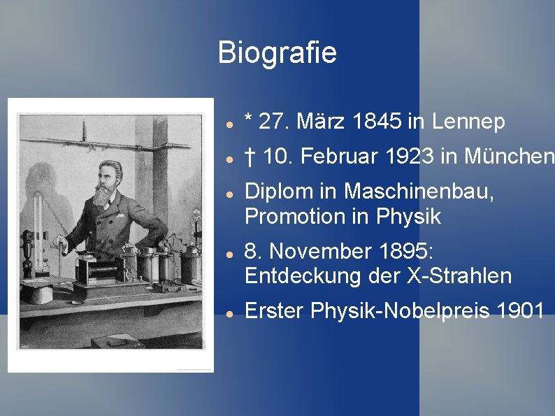 Biografie * 27. März 1845 in Lennep † 10. Februar 1923 in München Diplom