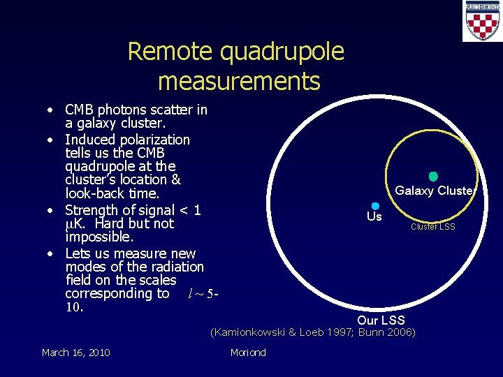 Remote quadrupole measurements • CMB photons scatter in a galaxy cluster. • Induced polarization