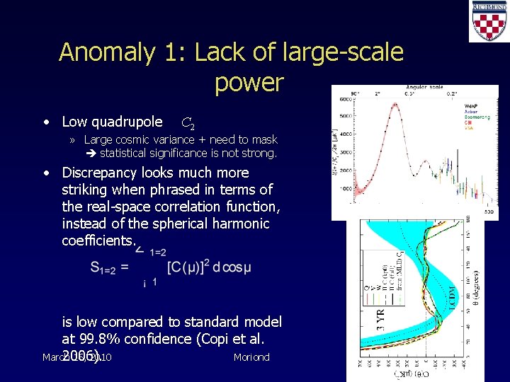 Anomaly 1: Lack of large-scale power • Low quadrupole C 2 » Large cosmic