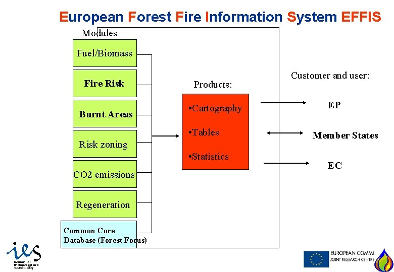 European Forest Fire Information System EFFIS Modules Fuel/Biomass Fire Risk Burnt Areas Products: •