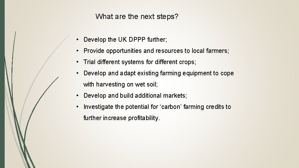 What are the next steps? • Develop the UK DPPP further; • Provide opportunities