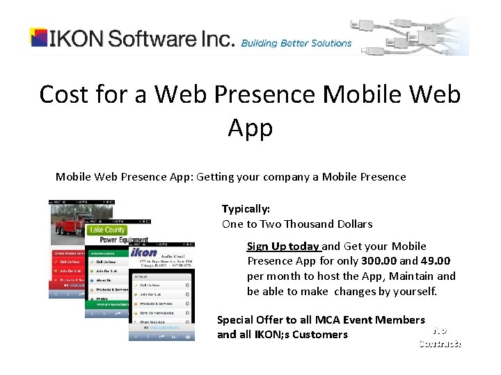 Cost for a Web Presence Mobile Web App Mobile Web Presence App: Getting your