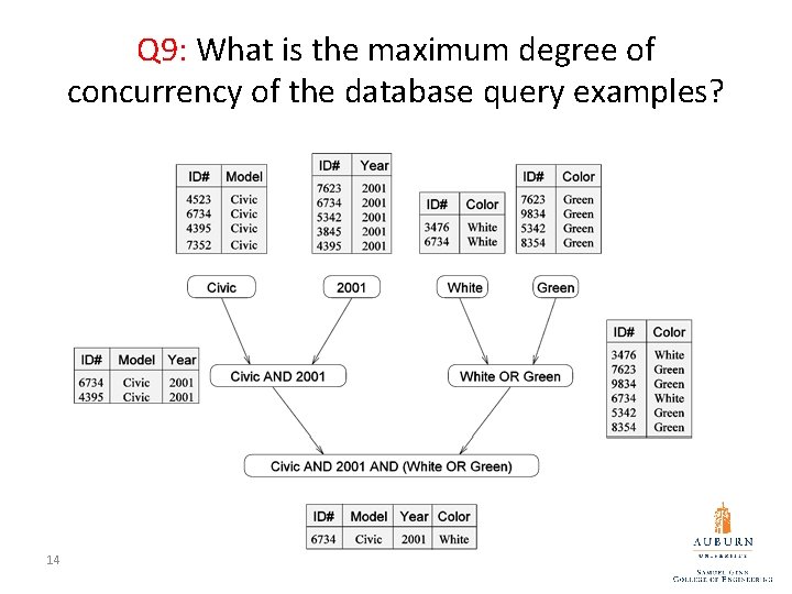 Q 9: What is the maximum degree of concurrency of the database query examples?