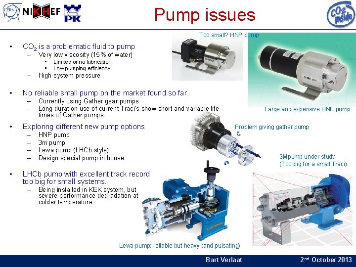 Pump issues Too small? HNP pump • CO 2 is a problematic fluid to