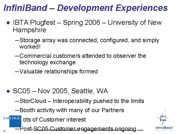 Infini. Band – Development Experiences l IBTA Plugfest – Spring 2006 – University of