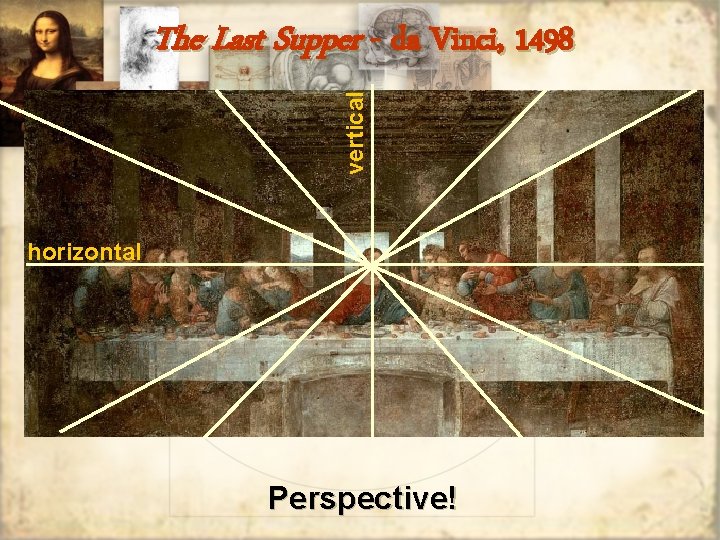 vertical The Last Supper - da Vinci, 1498 horizontal Perspective! 