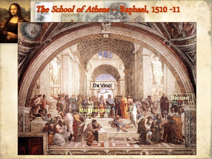 The School of Athens – Raphael, 1510 -11 Da Vinci Raphael Michelangelo 