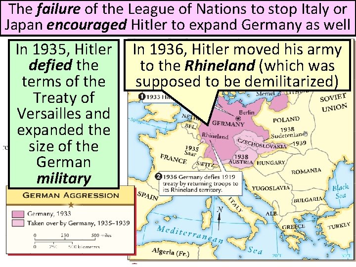 The failure of the League of Nations to stop Italy or Japan encouraged Hitler