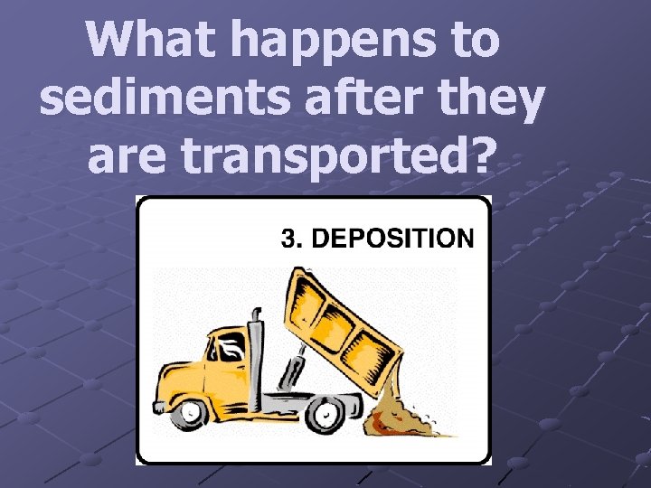 What happens to sediments after they are transported? 