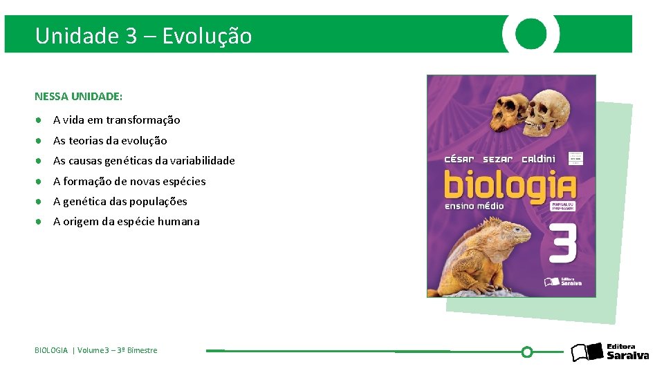 Unidade 3 – Evolução NESSA UNIDADE: ● A vida em transformação ● As teorias