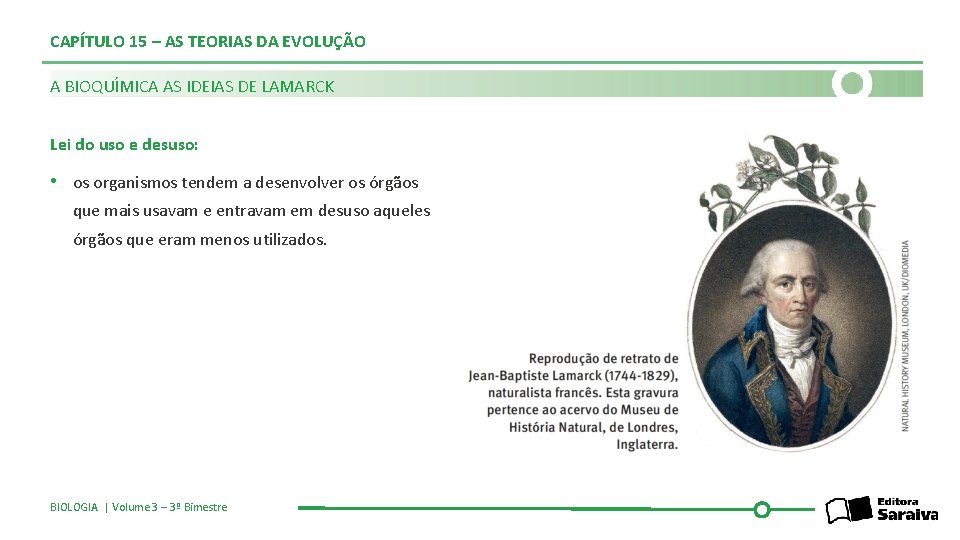 CAPÍTULO 15 – AS TEORIAS DA EVOLUÇÃO A BIOQUÍMICA AS IDEIAS DE LAMARCK Lei