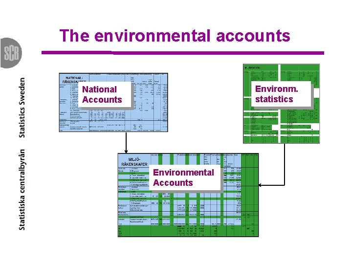The environmental accounts Environm. statistics National Accounts Environmental Accounts 