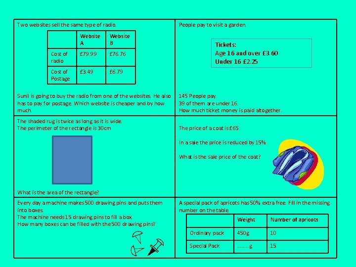 Two websites sell the same type of radio. Website A Website B Cost of