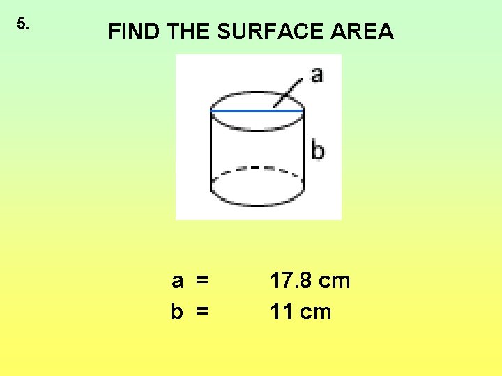 5. FIND THE SURFACE AREA a = b = 17. 8 cm 11 cm