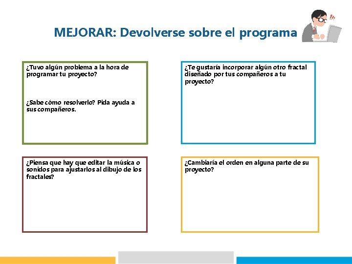 MEJORAR: Devolverse sobre el programa ¿Tuvo algún problema a la hora de programar tu