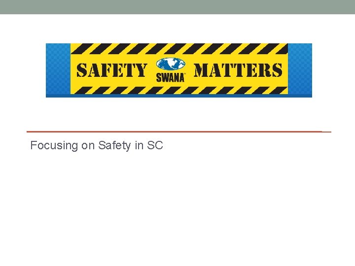 PROMOTING SAFETY IN SC Focusing on Safety in SC 