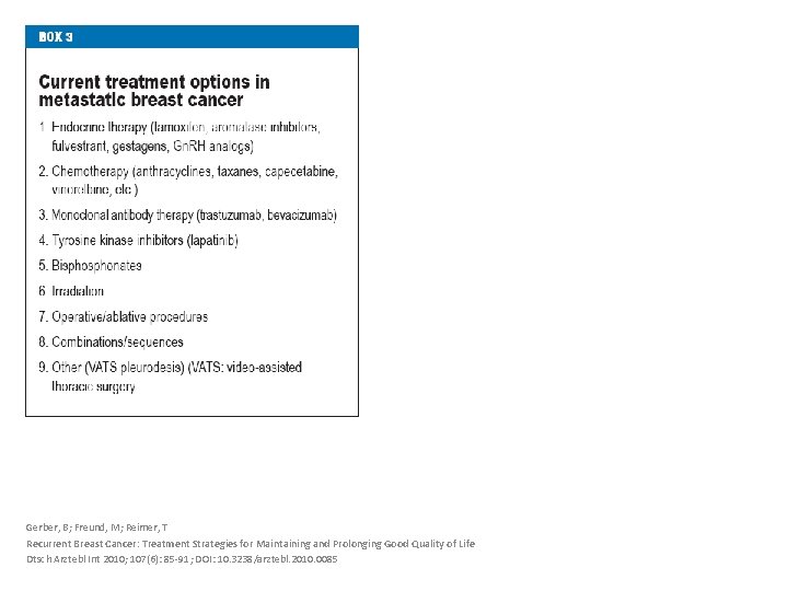 Gerber, B; Freund, M; Reimer, T Recurrent Breast Cancer: Treatment Strategies for Maintaining and