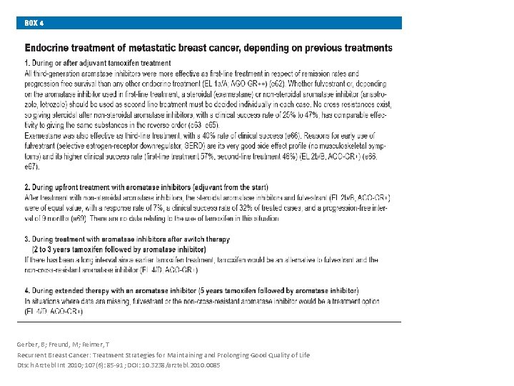 Gerber, B; Freund, M; Reimer, T Recurrent Breast Cancer: Treatment Strategies for Maintaining and