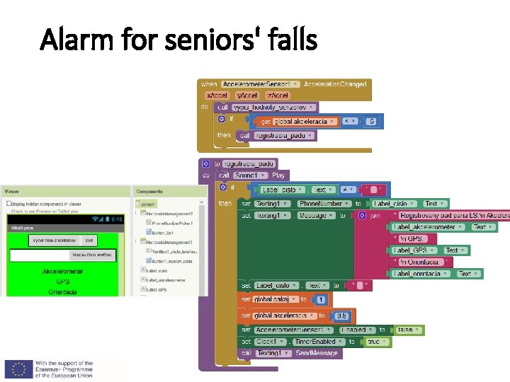 Alarm for seniors' falls 