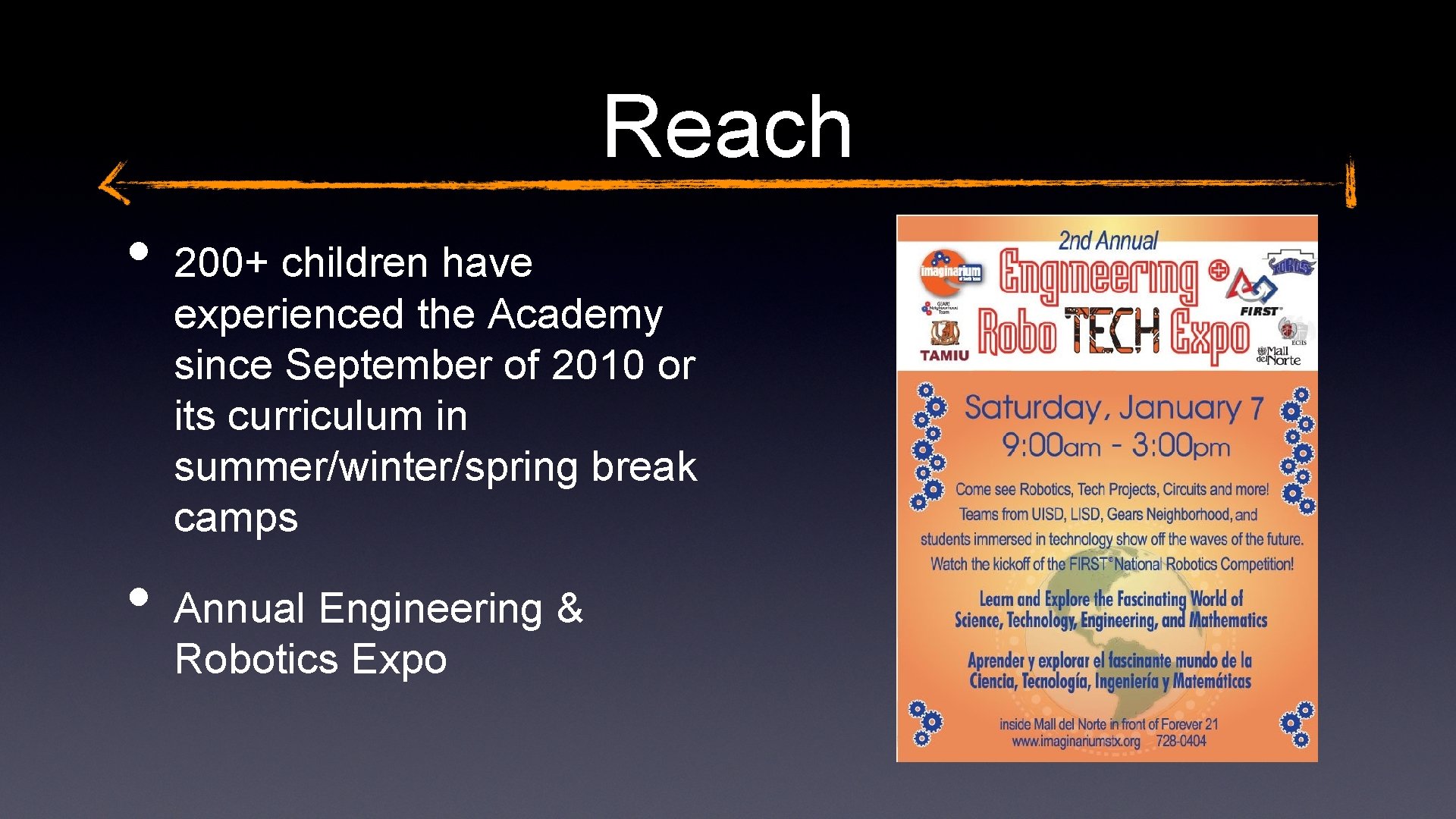 Reach • • 200+ children have experienced the Academy since September of 2010 or
