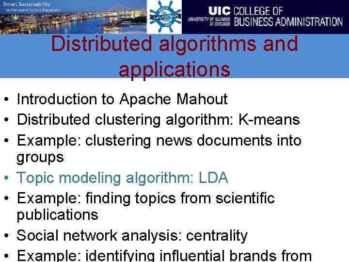 Distributed algorithms and applications • Introduction to Apache Mahout • Distributed clustering algorithm: K-means