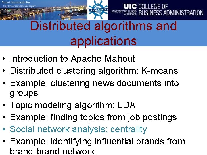 Distributed algorithms and applications • Introduction to Apache Mahout • Distributed clustering algorithm: K-means